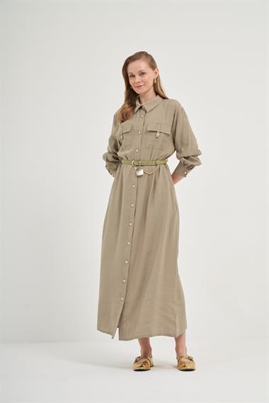 FTZ Women Kadın Modal Elbise  Haki 31016