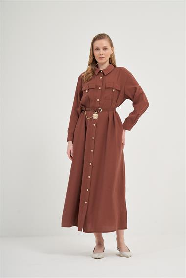 FTZ Women Kadın Modal Elbise  Kiremit 31016