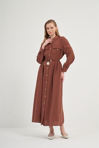 FTZ Women Kadın Modal Elbise  Kiremit 31016