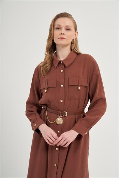 FTZ Women Kadın Modal Elbise  Kiremit 31016