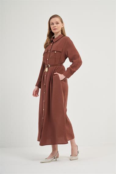 FTZ Women Kadın Modal Elbise  Kiremit 31016