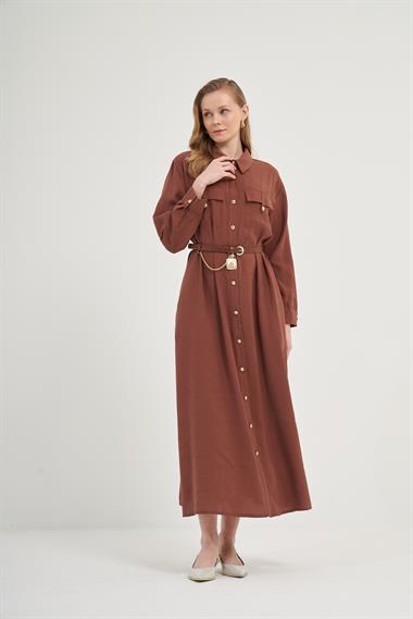 FTZ Women Kadın Modal Elbise  Kiremit 31016