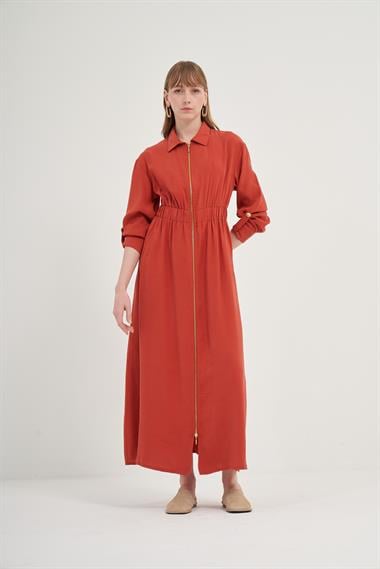 FTZ Women Kadın Modal Elbise  Kiremit 31033