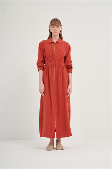 FTZ Women Kadın Modal Elbise  Kiremit 31033