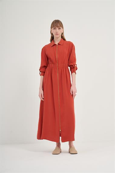 FTZ Women Kadın Modal Elbise  Kiremit 31033