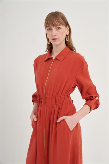 FTZ Women Kadın Modal Elbise  Kiremit 31033