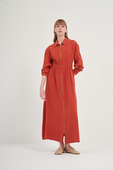 FTZ Women Kadın Modal Elbise  Kiremit 31033