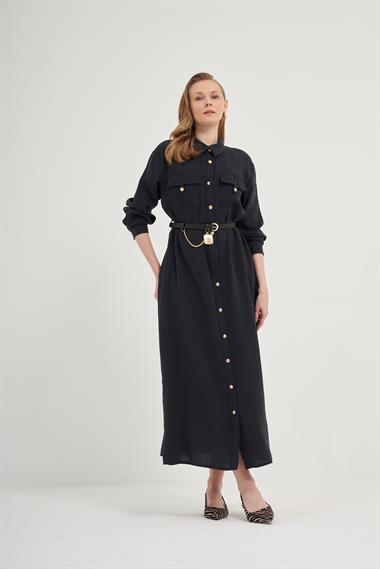 FTZ Women Kadın Modal Elbise  Siyah 31016