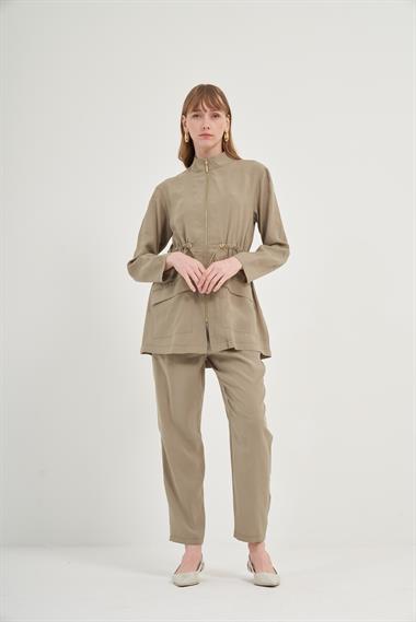 FTZ Women Kadın Modal Pantolonlu Takım  Haki 31012
