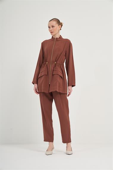 FTZ Women Kadın Modal Pantolonlu Takım  Kiremit 31012