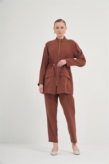 FTZ Women Kadın Modal Pantolonlu Takım  Kiremit 31012