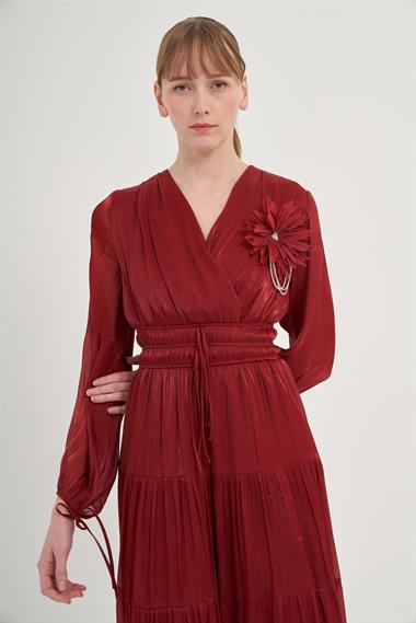 FTZ Women Kadın Organze Elbise  Bordo 31015