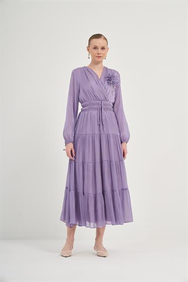 FTZ Women Kadın Organze Elbise  Lila 31015