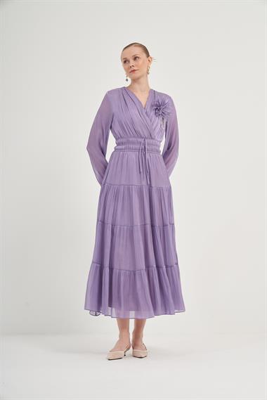 FTZ Women Kadın Organze Elbise  Lila 31015