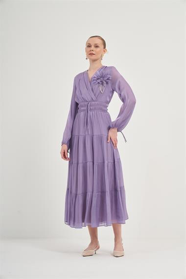 FTZ Women Kadın Organze Elbise  Lila 31015