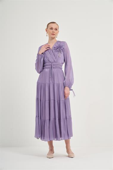 FTZ Women Kadın Organze Elbise  Lila 31015