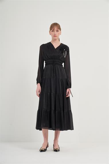 FTZ Women Kadın Organze Elbise  Siyah 31015