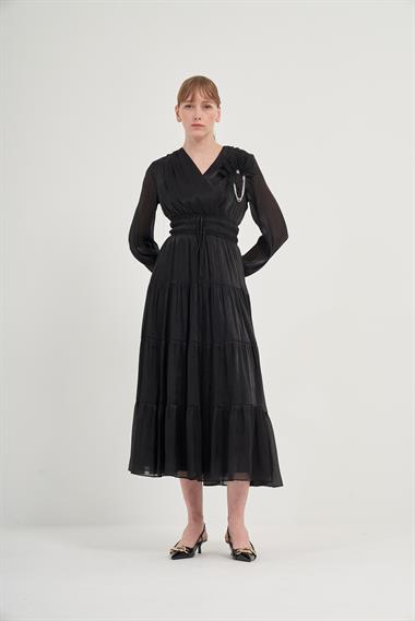 FTZ Women Kadın Organze Elbise  Siyah 31015