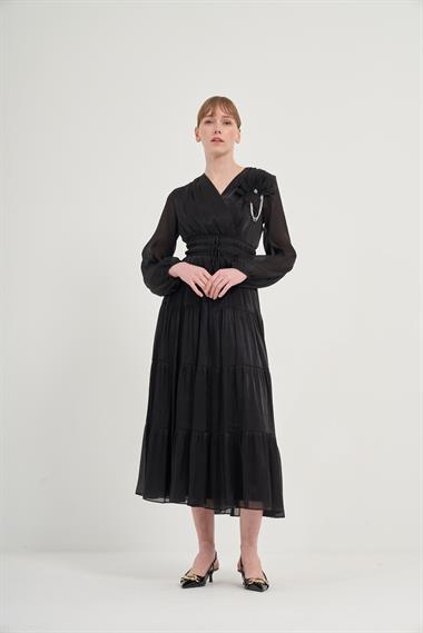 FTZ Women Kadın Organze Elbise  Siyah 31015