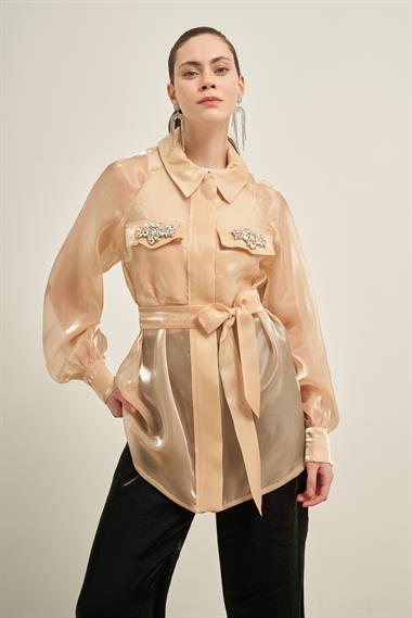 FTZ Women Kadın Organze Kap  Beige 31022