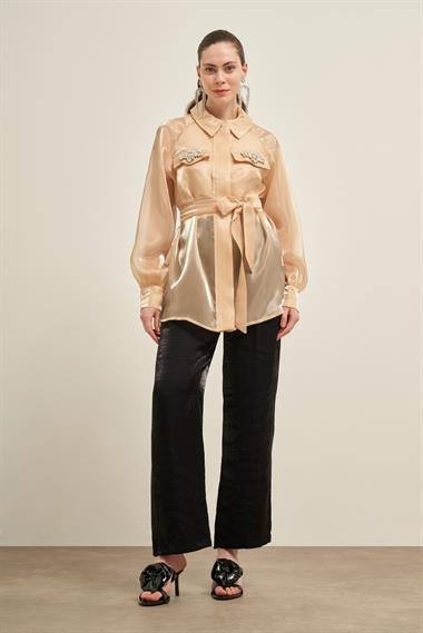 FTZ Women Kadın Organze Kap  Beige 31022