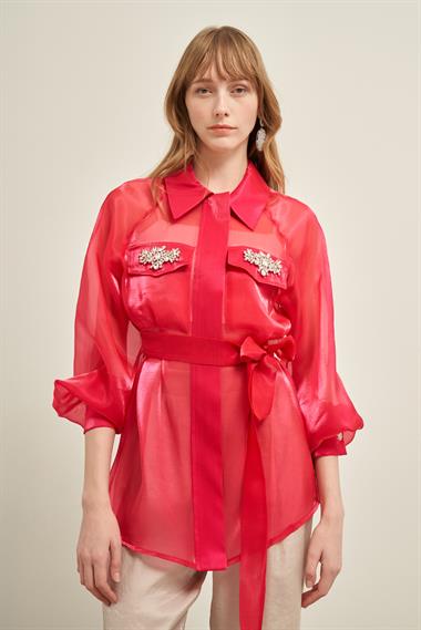 FTZ Women Kadın Organze Kap  Fuşya 31022