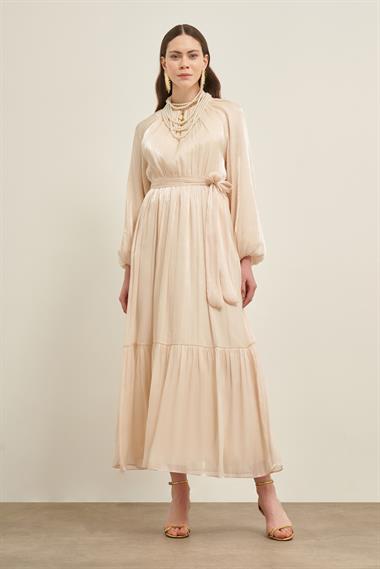 FTZ Women Kadın Ornagze Elbise  Beige 31018