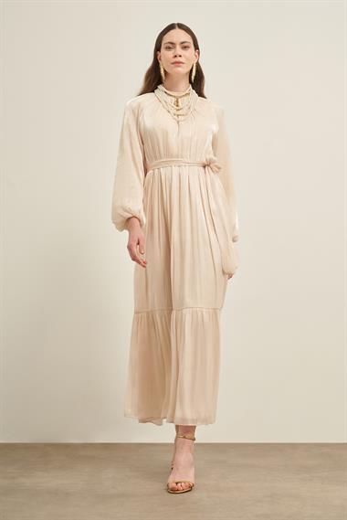 FTZ Women Kadın Ornagze Elbise  Beige 31018