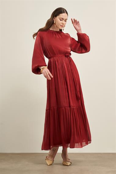 FTZ Women Kadın Ornagze Elbise  Bordo 31018