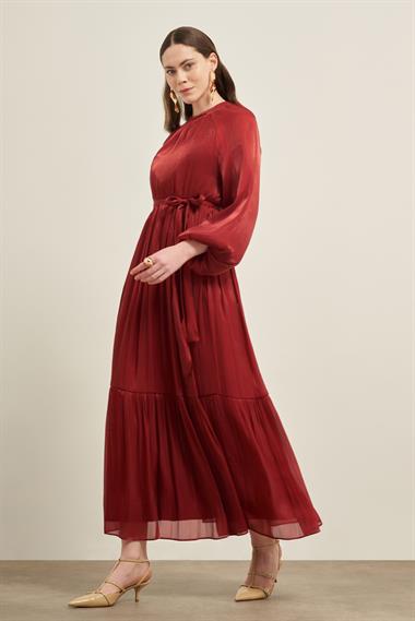 FTZ Women Kadın Ornagze Elbise  Bordo 31018