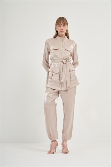 FTZ Women Kadın Parlak Modal Takım  Beige 31001