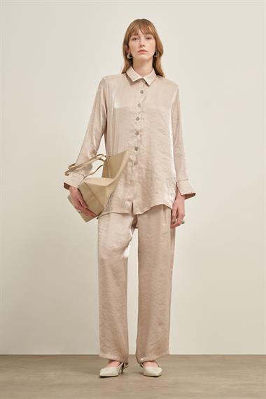 FTZ Women Kadın Parlak Modal Takım  Beige 31002