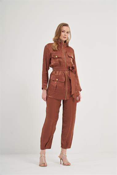 FTZ Women Kadın Parlak Modal Takım  Kiremit 31001