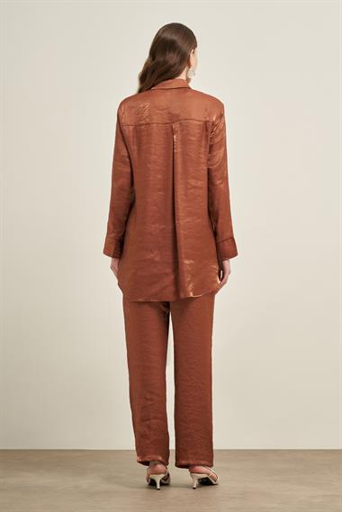 FTZ Women Kadın Parlak Modal Takım  Kiremit 31002