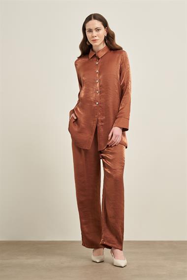 FTZ Women Kadın Parlak Modal Takım  Kiremit 31002