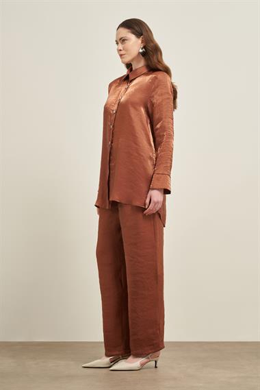 FTZ Women Kadın Parlak Modal Takım  Kiremit 31002