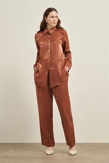 FTZ Women Kadın Parlak Modal Takım  Kiremit 31002