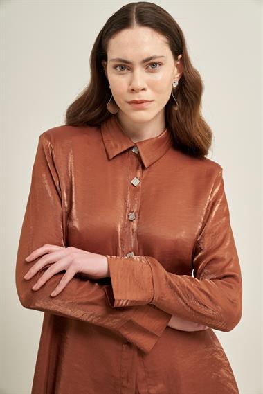 FTZ Women Kadın Parlak Modal Takım  Kiremit 31002