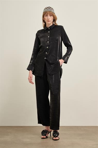 FTZ Women Kadın Parlak Modal Takım  Siyah 31002