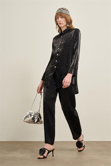 FTZ Women Kadın Parlak Modal Takım  Siyah 31002