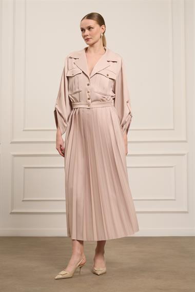 FTZ Women Kadın Plise Etekli Takım  Beige 31042
