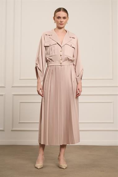 FTZ Women Kadın Plise Etekli Takım  Beige 31042