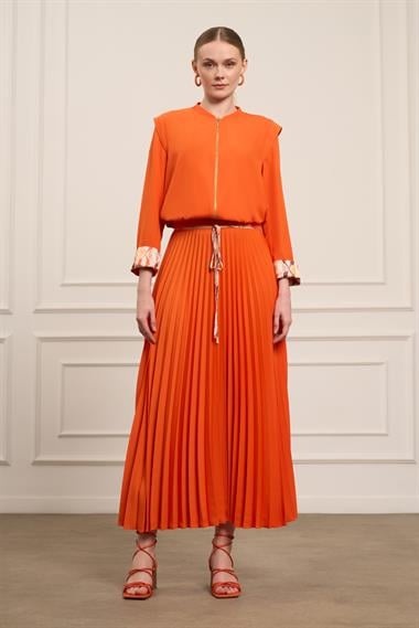 FTZ Women Kadın Plise Etekli Takım  Turuncu 31024