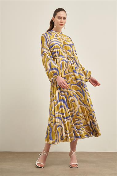 FTZ Women Kadın Saten Plise Elbise  Lila 31006