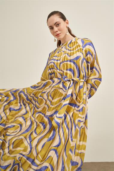 FTZ Women Kadın Saten Plise Elbise  Lila 31006