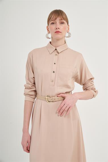 FTZ Women Kadın Tansel Elbise  Bej 31005