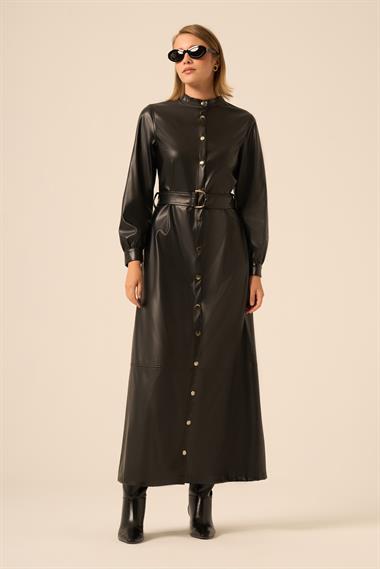 FTZ Women Kadın Deri Elbise  Siyah 31225