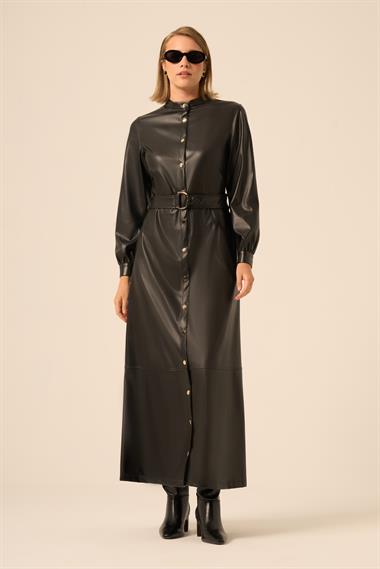 FTZ Women Kadın Deri Elbise  Siyah 31225