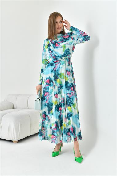 FTZ Women Kadın Desenli Elbise  Mint 30842