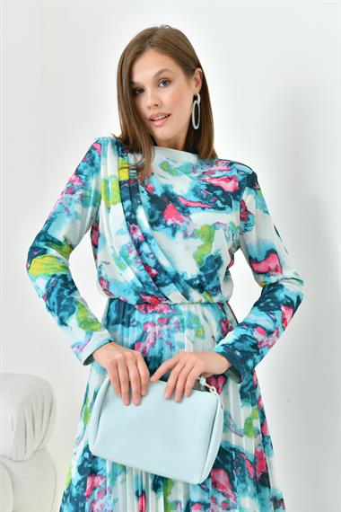 FTZ Women Kadın Desenli Elbise  Mint 30842